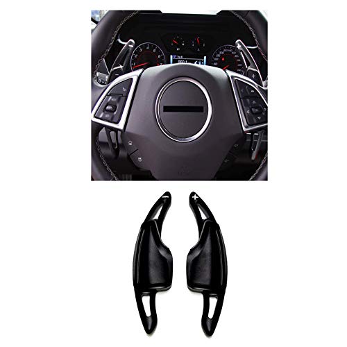ITrims for Chevy Chevrolet Camaro 2017 2018 2019 Steering Wheel Paddle Shifters DSG Extensions 2PCS Auto Car Interior Accessories Aluminum Alloy (Black)