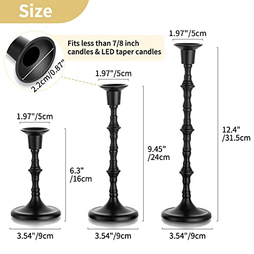 Nuptio Black Candle Holder Set Of 3 Gothic Candlestick Holders For Taper Candles Metal Candle Sticks Candleholders Table Centerpieces For Dining Room Wedding Home Halloween Farmhouse Fireplace thumb #4