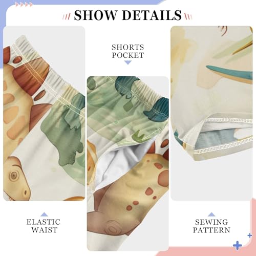 ZZXXB Dinosaur Retro Palm Tree Boys Long Pants Soft Trousers Elastic Waist Kids Lounge Bottoms with Pockets S-XL4