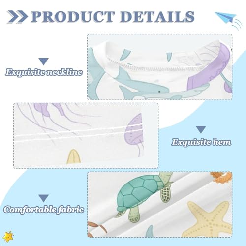 Under Ocean Animal Shark Crab Colorful White Short Sleeve Kids Bathing Suit Big Girls Swimsuit Childrens Bathing Suits for 3-12 Years trajes de bano para ninas3