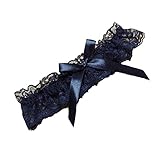 MMTTAO Women's Wedding Garter for Bridal Leg Ring Sexy Lingerie Lace Bow Plus Size Stretch Prom Garters - Black