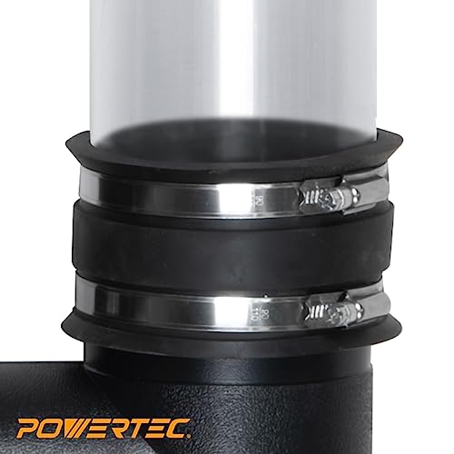 Image of POWERTEC 70148-P6 2-1 /2 Inch Dust Control Flex Cuff with Steel Hose Clamps, Hose Connector Rubber Cuff Coupler for Woodworking Dust Collection Fittings, Dust Collector Accessories & Machinery, 6 PK