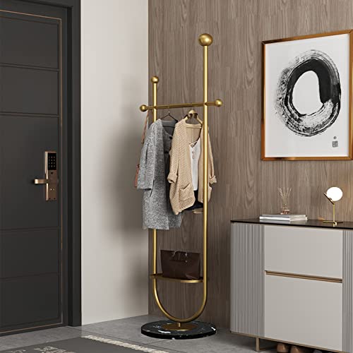 Fjankui Gold Metal Clothing Garment Racks, Modern Freestanding Coat Rack, Marble Base Heavy Duty Hanging Clothes Organizer Rack For Bedrooms, Living Rooms, Hallways, Offices, And Stores #TOP6