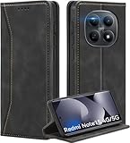 Deisyzy Lederhülle für Xiaomi Redmi Note 15 4G/5G Hülle Premium Leder Handyhülle Kartenfach Klapphülle Standfunktion Flip Wallet Case Stoßfest Hülle mit Redmi Note 15 4G/5G (6.77 Zoll) - Schwarz