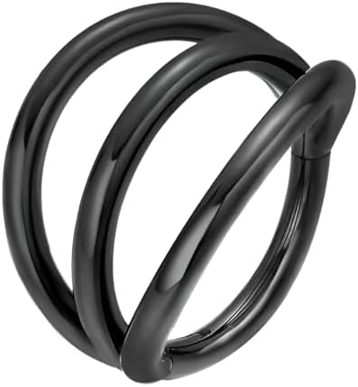 Decentraland 1 x dubbele ring van 316L roestvrij staal, 16 g, diameter 8 mm, met scharnier, voor neus, kraakbeen, septum, daith, tragus, segment, lippiercing, sieraad, Roestvrij staal, Geen edelsteen