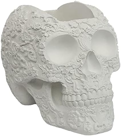 Coliseum Studio Inc Skull Planter - Skull Decor - Flower Pot - Planter with Drainage - Skull Plant Pot - for Succulents and Cacti - Indoor/Outdoor - Handmade in The USA - Small 7" x 5.5"- White
