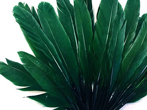 1 Pack - Hunter Green Dyed Duck Cochettes Loose Wing Feather 0.30 Oz. Halloween, Wedding, Carnival Craft Supply | Moonlight Feather #TOP1