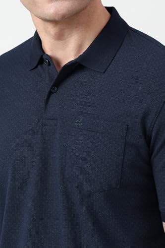 Image of Peter England Men's Cotton-Polyester Floral Polo T-Shirt | Casual Wear | Comfortable & Stylish