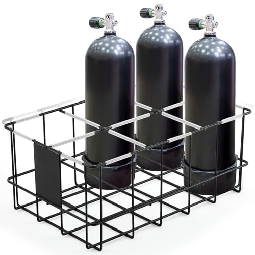 MorningRo Scuba Tank Holder 6 Tanks Storage Diving Cylinder Rack with Cushioning Sleeves, Prevents Damage, About 25. 8 x 17. 3 x 11. 1 Inches