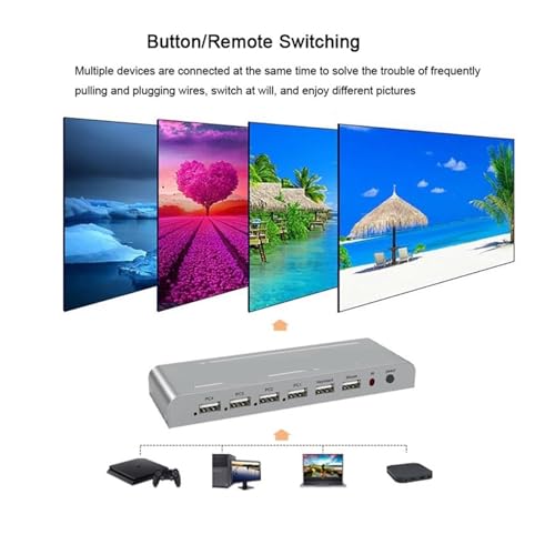 Conmutador KVM 4K 60hz para eliminar cables al conectar 4 ordenadores a un proyector de TV 4