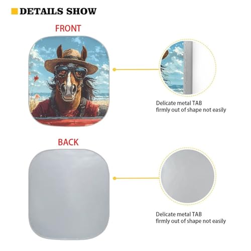 Image of Fashion Horse Car Windshield Sun Shade 2-Piece Foldable Car Sunscreen Blocks UV Rays and Keeps Vehicle Cool for Most Sedan Truck SUV