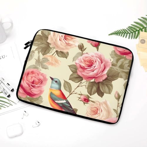 Funda para laptop 10 pulgadas con diseño rosas y aves miniatura 5