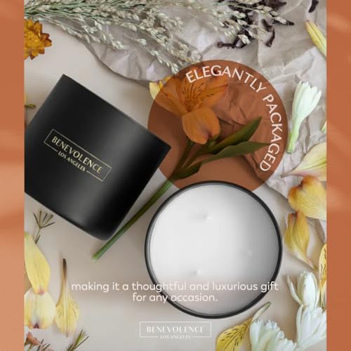 Benevolence LA 3 Wick Candle, Bergamot & Jasmine Scent, Large Soy Wax, 398g, 50 Hour Burn, Aromatherapy Gift for Women, Home Fragrance, Relaxing and Elegant - Image 6