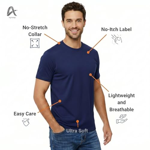 Image of Men's 100% Cotton Crew Neck T-Shirt | Regular Fit | Soft & Breathable | Casual Everyday Wear