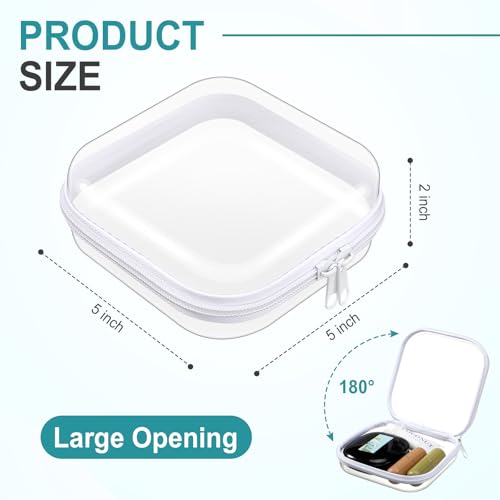 Image of Hoolerry 4 Pcs Hard Clear Zipper Case Makeup Bags Plastic Zipper Pouch Transparent Storage Box Containers for Cosmetics, Snacks, Building Blocks, Puzzles(Clear,5 x 5 x 2 in,White)