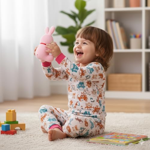 Image of Cute Pink Bunny Soft Toy Pack of 2 | Super Soft Plush Rabbit Pair with Ribbon Bow | Huggable Stuffed Animals for Babies & Toddlers Set for Birthday & Baby Shower (Pack of 2)