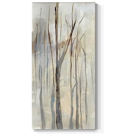 Renditions Gallery Canvas Nature Art Paintings for Living Room Wispy Birch Trees in a Mist Abstract Hanging Artwork Prints for Kitchen Hotel Bedroom Walls - 12"X24" LT520 Cover