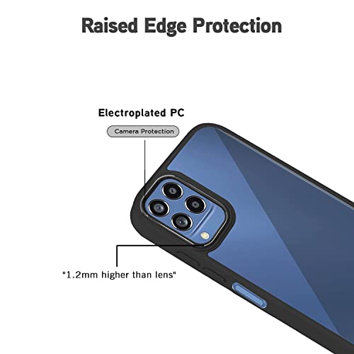 Image of Pikkme Samsung Galaxy M12 / A12 / F12 Back Cover |Electroplated Chrome Ring | Full Camera Protection | Raised Edges | Super Soft Side TPU | Bumper Case for Samsung Galaxy M12 / A12 / F12 (Black)