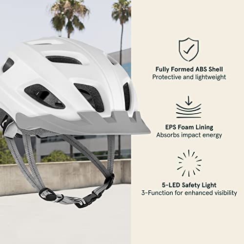 Image of Retrospec Lennon Adult Bike Helmet with LED Safety Light Adjustable Dial & Removable Visor - Adjustable Bicycle Cycling Helmet for Men & Women