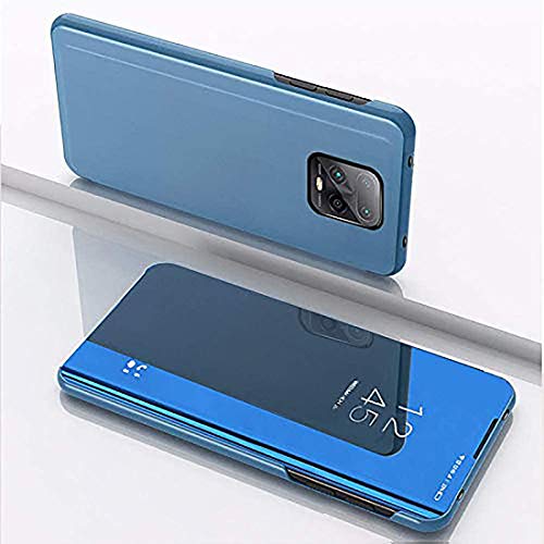 Image of Clear View Smart Stand Mirror Flip Case Cover for Mi Redmi Note 9 Pro /Redmi Note 9 Pro Max /Poco M2 Pro - Blue
