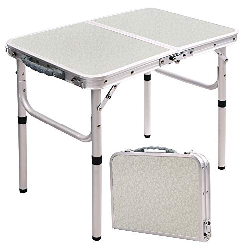 RedSwing Small Folding Table Adjustable Height 23.6"x15.7"x10.2"/19", Lightweight Aluminum Camping Table, 2 Feet