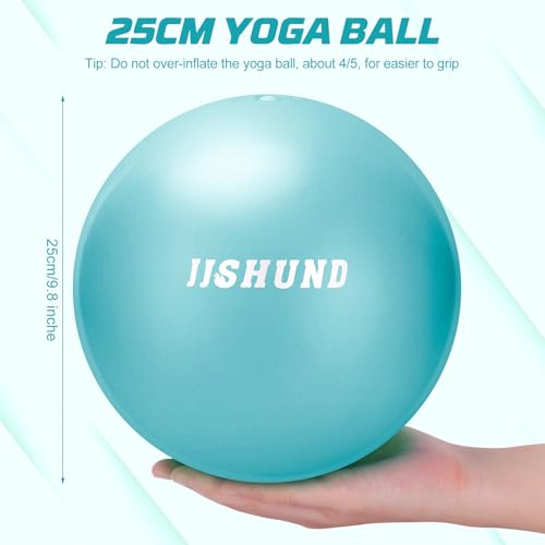 jjshund 25cm Pilates Ball, 9,8 Inch Small Exercise Mini Yoga Ball Gym Ball for Home Gym Pilates, Yoga, Balance, Stability, Core Training, Stretching with Inflation Straw (Teal) - Image 3