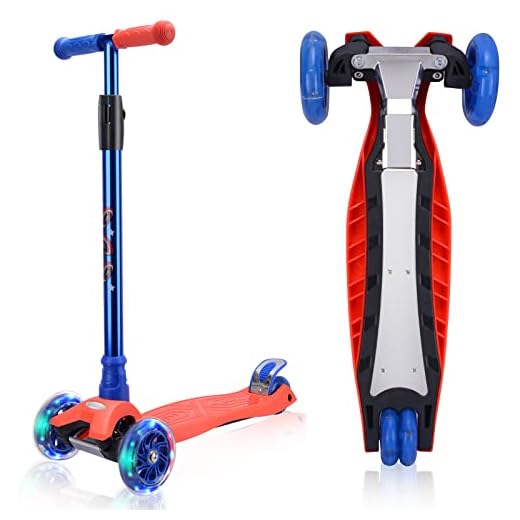 WV WONDER VIEW Kick Scooter Kids Scooter 3 Wheel Scooter, 4 Height Adjustable Pu Wheels Extra Wide Deck Best Gifts for Kids, Boys Girls