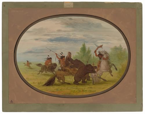 Tableau Indiens K'nisteneux George Catlin impression d'art sur toile 60x90cm