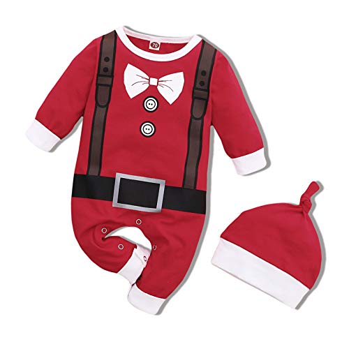 Baby Boy Christmas Clothes 0-3 Months Newborn Boy Outfits Long Sleeve Romper Infant Girl Plaid Strip Bodysuit Jumpsuit Santa Elk Christmas Rompers