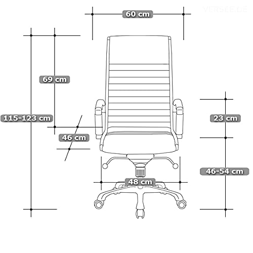 VERSEE Premium Echt-Leder Chefsessel Montreal in Weiss - Ergonomischer Designstuhl für Büro und...