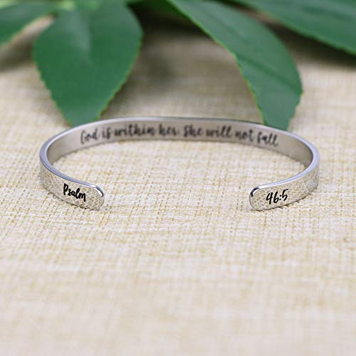 Joycuff Inspirational Cuff Bangle Bracelet Stainless Steel Mantra Quote Bible Engraved Gift For Women Teen Girls Christian Religious Jewelry #TOP2