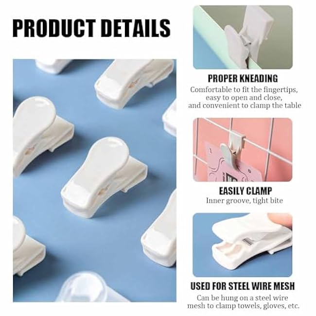 MIUPOO Multifunctional Food Clip Hook,Refrigerator Door Storage Clip,Securely Seal Clip,Snacks Seasoning Bag Clip,Household Sundries Sorting Clip,Card Clip,8 Pieces