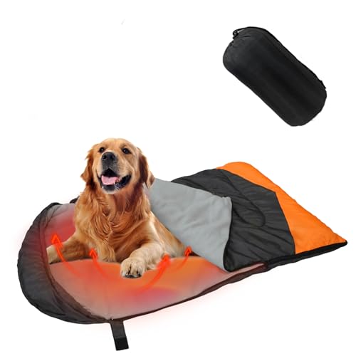 Heating Dog Sleeping Bag, Heated Waterproof Warm Packable Dog Bed Mat with Storage Bag for Indoor Outdoor Travel Camping Hiking Backpacking (Heated,USB) Heated-USB-2