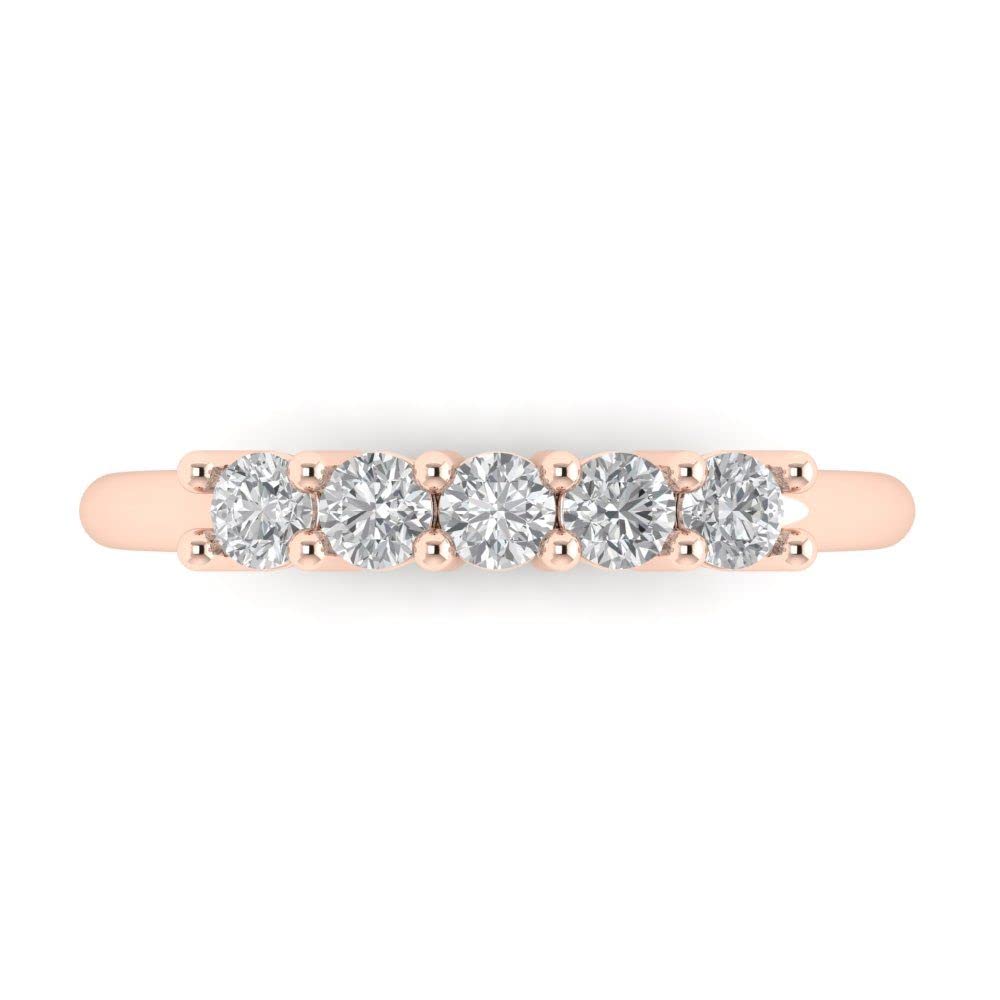 Clara Pucci 0.4 ct Brilliant Round Cut Synthetic Yellow Moissanite 14k Rose Gold Bridal Engagement Wedding Desginer Stackable Band SZ 3.5