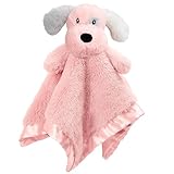 BEILIMU Puppy Baby Security Blanket for Toddler Infant Newborn Boys and Girls Soft Lovey Stuffed Animal with Plush Fabric and Satin Backing, Lovely Snuggle Toy, Pink 13.5 Inch