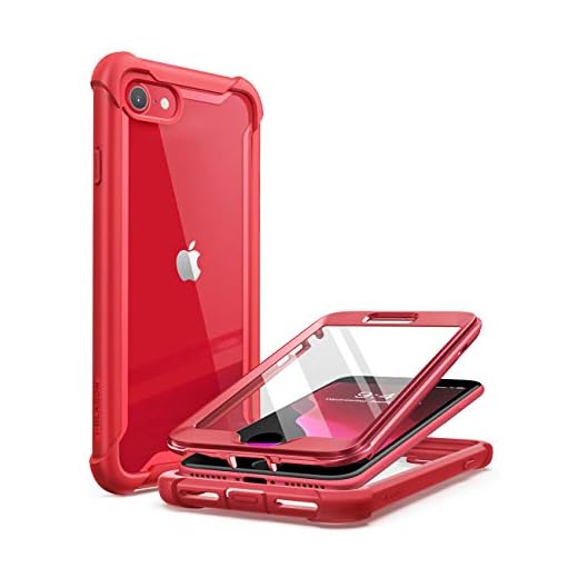 i-Blason fodral för iPhone SE 2020 iPhone 8 iPhone 7 [Ares] 360 grader skal med inbyggt skärmskydd robust klart stötdämparfodral för iPhone 8/iPhone 7/iPhone SE 2020 (metalliskröd)
