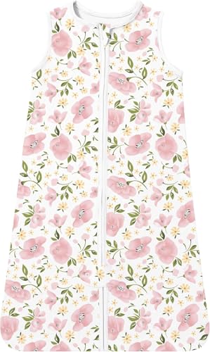 Image of TotAha Toddler Sleep Sack 2T-3T-4T for Girl, 0.5 TOG Summer Light Sleeping Sacks, Soft Wearable Blanket Baby Sleep Bag with 2-way Zipper, Floral