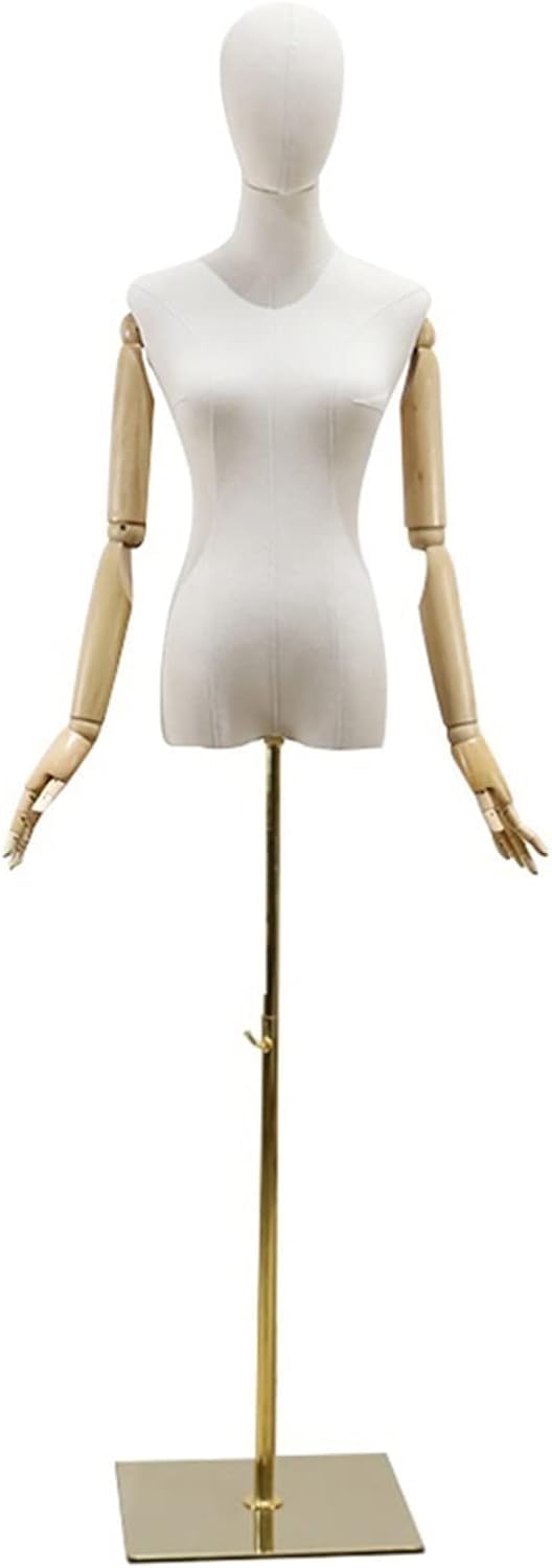 ITOSUI Gold Female Mannequin Torso with Head & Arms - Size S Dress Form for Clothing Display, Perfect for Fashion Retail, Tailoring Showcase & Boutique Decor