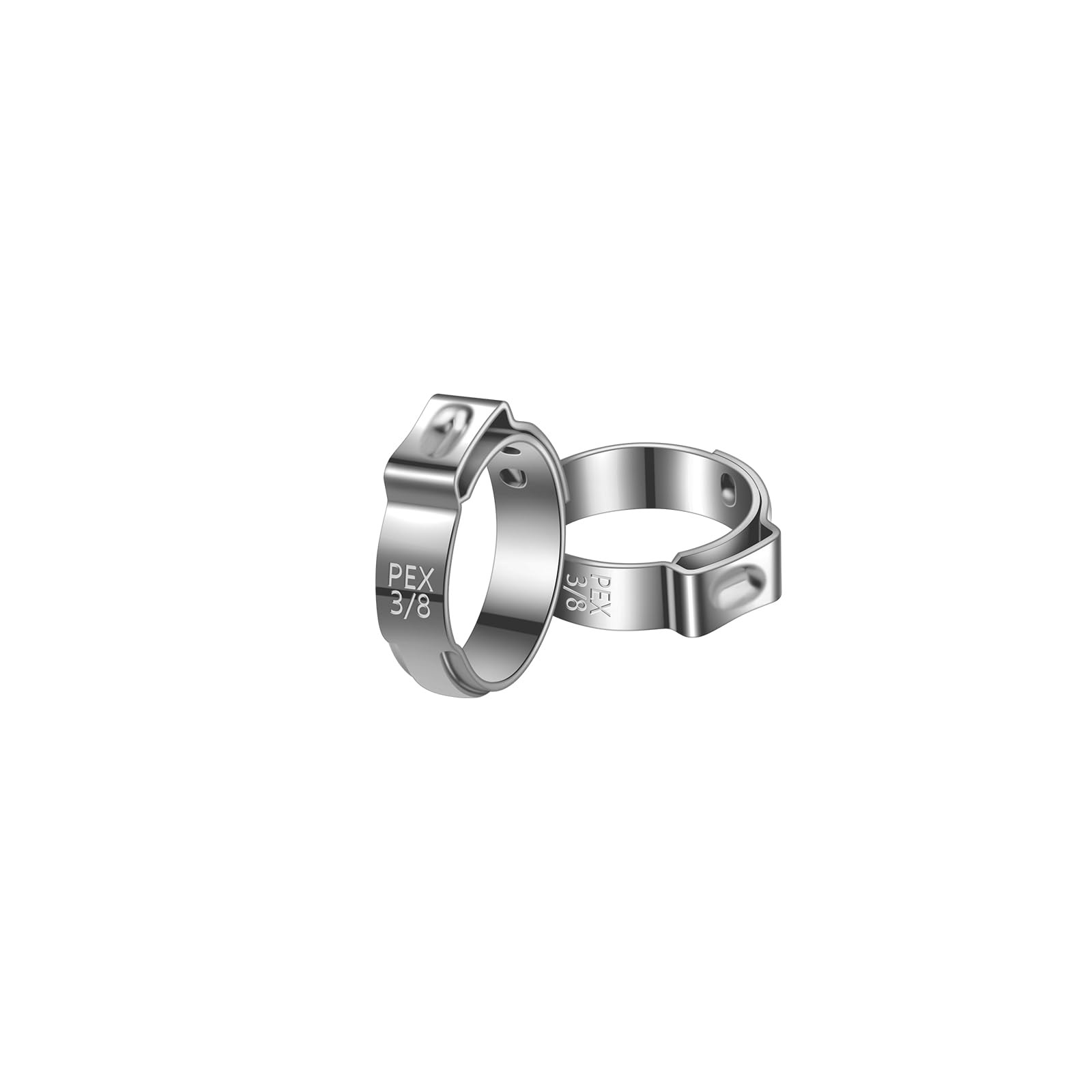100 PCS 3/8 Inch PEX Cinch Clamp Rings, 304 Stainless Steel Single Ear Hose Clamps for Plumbing and Pipe Fitting Connections, PEX tubing Pipe Fitting by RTHIEAI