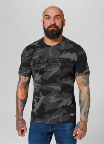 Pitbull Męski T-Shirt Pit Bull West Coast Slim Fit Classic Boxing męski T-shirt Shirts Kamuflaż, Czarny wzór maskujący, S