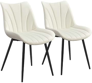 Yaheetech Juego de 2 Sillas de Comedor de Terciopelo Sillas de Comedor Tapizadas con Respaldo Sillones sin Reposabrazos con Patas de Metal para Cocina Salón Gris Beige