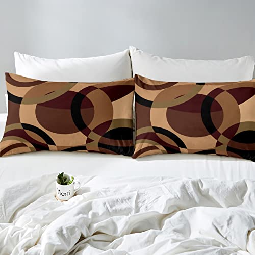 Ensemble de housse de couette moderne géométrique marron