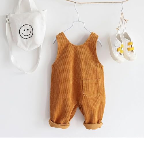 Baby Boy Girl Suspender Overalls Infant Toddler Corduroy Straps Outfits Pants Romper Jumpsuit with pockets4