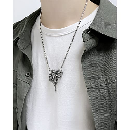 Stainless Steel Black Python Pendant Necklace Vintage Snake Personalized Necklace for Men Gift4