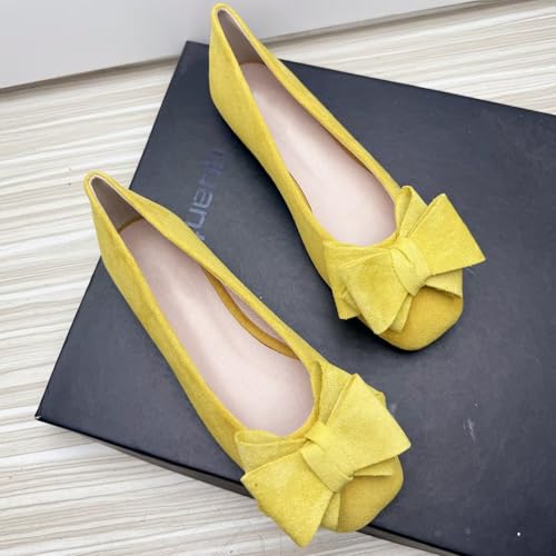 INEELUYI Womens Summer Ballet Flats Comfortable Square Toe Bowknot Flat Shoes Lightweight Breathable Shoes for Casual Wear2