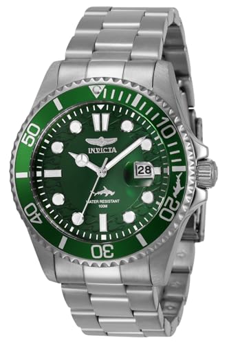 Invicta-Stainless-Steel-Pro-Diver-Analog-Black-Dial-Watch-for-Men-30018-Silver-Band