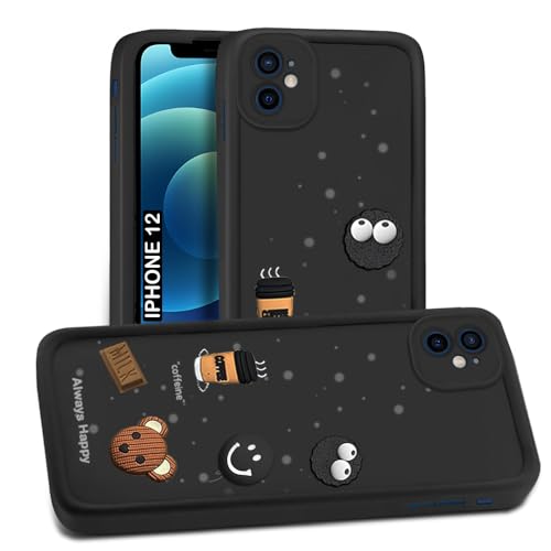 Image of AESTMO Back Case Cover for iPhone 12 /12 Pro Back Cover | Cute Fun Cartoon 3D Ball | Coffee Silicone Case | Full Body Protection | Camera Protection Back Cover for iPhone 12 /12 Pro (Black)