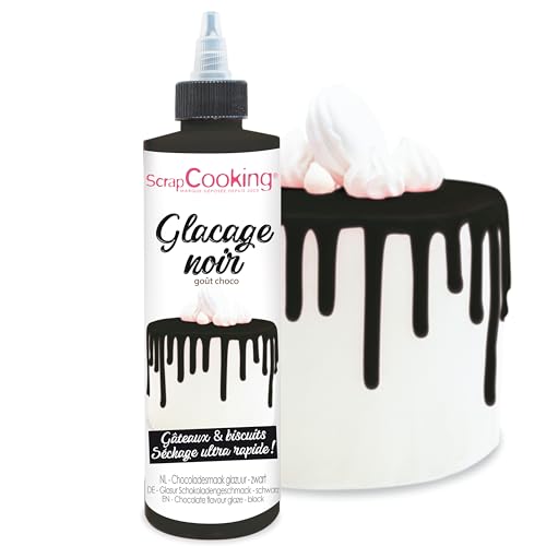 ScrapCooking - Drip Cake Glasur Schwarz 130g - Kuchenglasur Schnelltrocknend - Deko für Torten, Kuchen, Kekse, Cake Pop, Dripcake, Plätzchen, Donuts - Geburtstag, Halloween - Schwarz - 4707