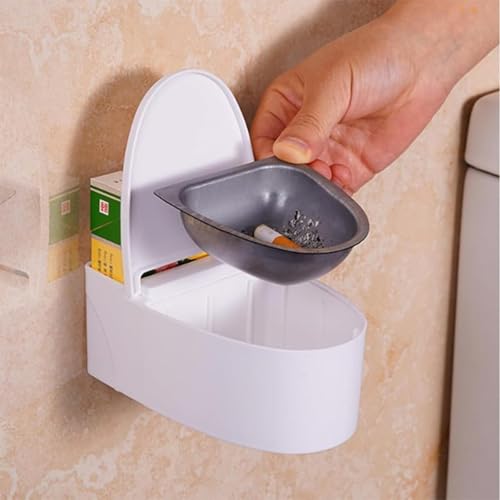 Image of NYRWANA White Cigarette Ashtray Multi-Function Ash Tray, Toilet Shaped Ashtray with Lid (Toilet Ashtray)