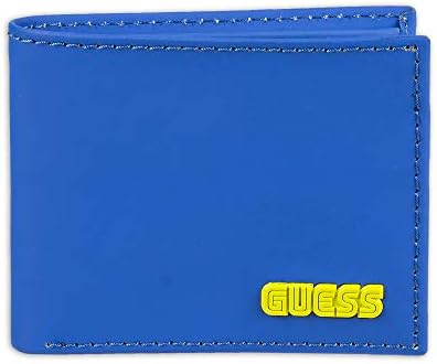 GUESS Men's Leather Slim Bifold Wallet, Blue Sereno, One Size